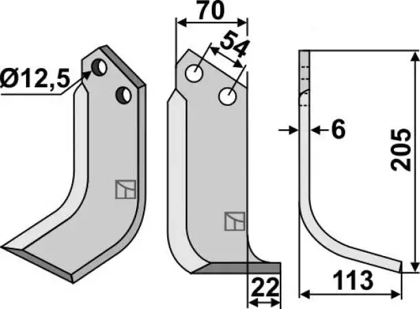 Fräsmesser 205x70mm, rechts
